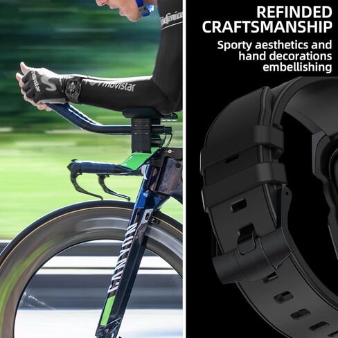 Metal Case Band Compatible with Apple Watch 45mm/44mm Series 9/8/7/6/SE/5/4, Stainless Steel Cases Men Rugged Bands Heavy Duty Military Protective Bumper Cover with Sport Strap for iWatch 45mm/44mm in Saudi Arabia