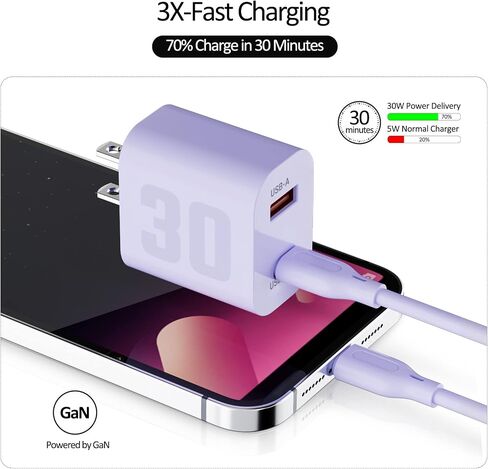 USB C iPhone Fast Charger 20W, GaN Folded Charging Block Portable Power Adapter Plug with USB C to Lightning Cable [Apple MFi Certified] 5FT Cord Charge for iPhone 14/13/12/11 Pro Max Mini, iPad in Saudi Arabia