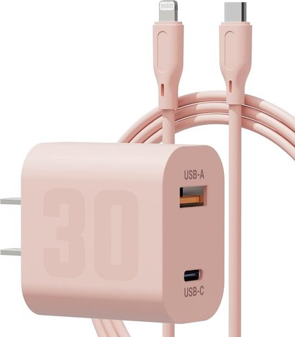 USB C iPhone Fast Charger 20W, GaN Folded Charging Block Portable Power Adapter Plug with USB C to Lightning Cable [Apple MFi Certified] 5FT Cord Charge for iPhone 14/13/12/11 Pro Max Mini, iPad in Saudi Arabia