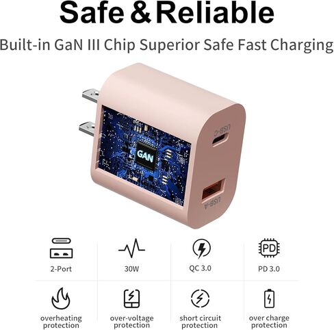 USB C iPhone Fast Charger 20W, GaN Folded Charging Block Portable Power Adapter Plug with USB C to Lightning Cable [Apple MFi Certified] 5FT Cord Charge for iPhone 14/13/12/11 Pro Max Mini, iPad in Saudi Arabia