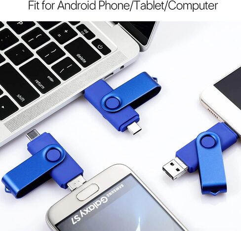 محرك أقراص فلاش ABLAZE سعة 128 جيجابايت من النوع C 3 في 1 OTG USB 2.0 + USB C + Micro USB Thumb Drive Photo Stick للهواتف الذكية/الكمبيوتر الشخصي/MacBook/الكمبيوتر اللوحي/أجهزة الكمبيوتر in Kuwait