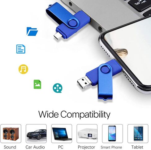 محرك أقراص فلاش ABLAZE سعة 128 جيجابايت من النوع C 3 في 1 OTG USB 2.0 + USB C + Micro USB Thumb Drive Photo Stick للهواتف الذكية/الكمبيوتر الشخصي/MacBook/الكمبيوتر اللوحي/أجهزة الكمبيوتر in Kuwait