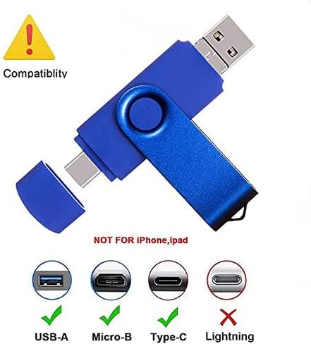 محرك أقراص فلاش ABLAZE سعة 128 جيجابايت من النوع C 3 في 1 OTG USB 2.0 + USB C + Micro USB Thumb Drive Photo Stick للهواتف الذكية/الكمبيوتر الشخصي/MacBook/الكمبيوتر اللوحي/أجهزة الكمبيوتر in Kuwait