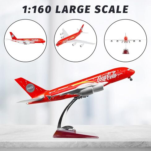 طائرة نموذجية كبيرة بمقياس 1:160 كوكا 380 نماذج طائرات طائرات دييكاست مع ضوء LED للتجميع أو الهدايا in Kuwait