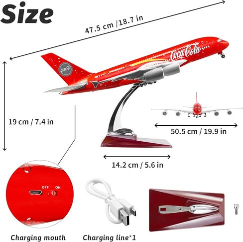 طائرة نموذجية كبيرة بمقياس 1:160 كوكا 380 نماذج طائرات طائرات دييكاست مع ضوء LED للتجميع أو الهدايا in Kuwait