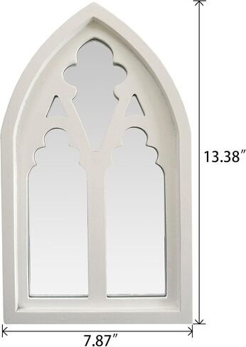 مرآة مكياج خشبية على شكل قوس قوطي - مرآة محمولة على سطح الطاولة، استخدام مزدوج للحلاقة والمكياج في الحمامات، للتعليق على الحائط أو سطح الطاولة (أبيض، طويل) in Kuwait