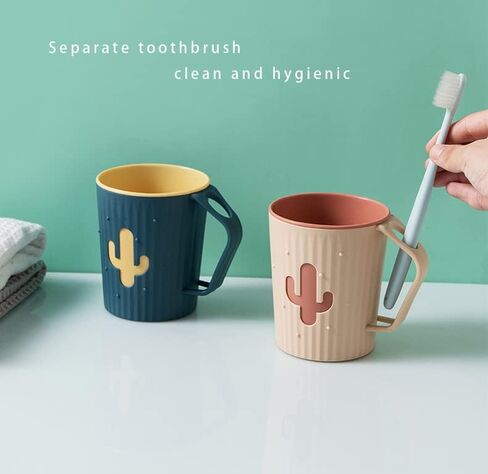2pcs Large Capacity 360ML Bathroom Mouthwash Brushing Teeth Storage Cup(Blue&Orange) in Saudi Arabia