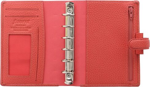 منظم Filofax Finsbury، حجم الجيب، مرجاني - جلد محبب تقليدي، ست حلقات، مذكرات تقويم أسبوع العرض، متعدد اللغات، 2024 (C025553-24) in Saudi Arabia