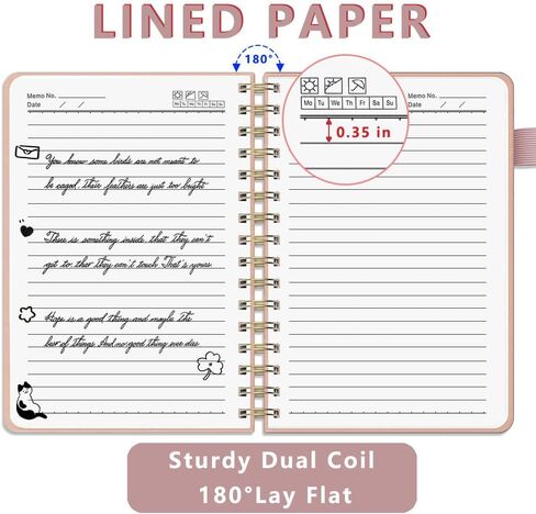 Leather Spiral Notebook A5 Lined Journal Hardcover Composition Notebooks 200 Pages 100GSM Thick Paper Diary Rose Gold Planner for women 5.7 x 8.4 Inches (Lined, Rosegold) in Saudi Arabia