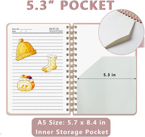 Leather Spiral Notebook A5 Lined Journal Hardcover Composition Notebooks 200 Pages 100GSM Thick Paper Diary Rose Gold Planner for women 5.7 x 8.4 Inches (Lined, Rosegold) in Saudi Arabia