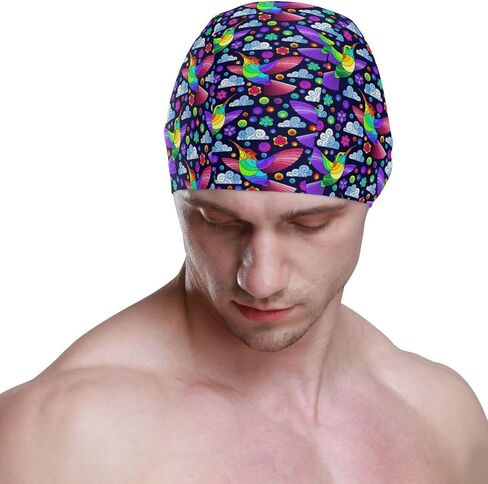Swimming Cap Unisex Adult Swim Cap Polyester Creative Funny Pattern in Kuwait