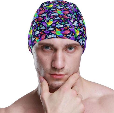 Swimming Cap Unisex Adult Swim Cap Polyester Creative Funny Pattern in Kuwait