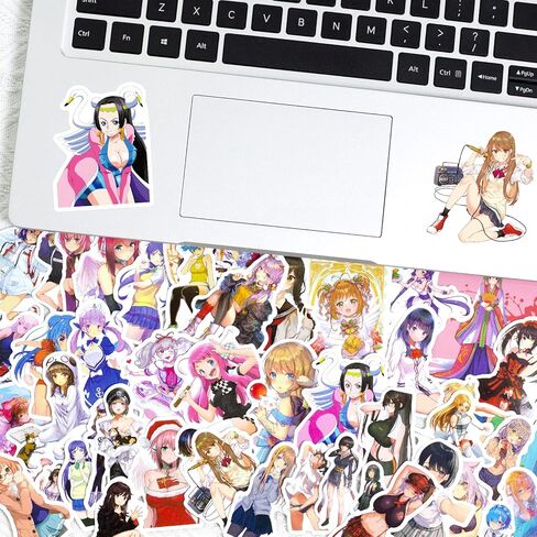 50 حزمة ملصقات أنيمي فتاة الكرتون الفينيل الشارات للبالغين زجاجة مياه كمبيوتر محمول لوح التزلج دراجة نارية سيارة دراجة الأمتعة عربة الديكور in Kuwait