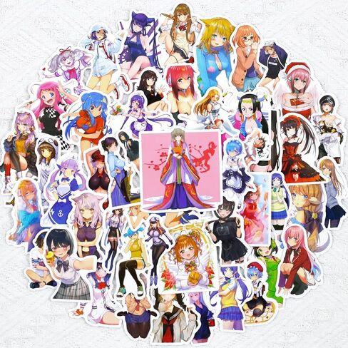 50 حزمة ملصقات أنيمي فتاة الكرتون الفينيل الشارات للبالغين زجاجة مياه كمبيوتر محمول لوح التزلج دراجة نارية سيارة دراجة الأمتعة عربة الديكور in Kuwait