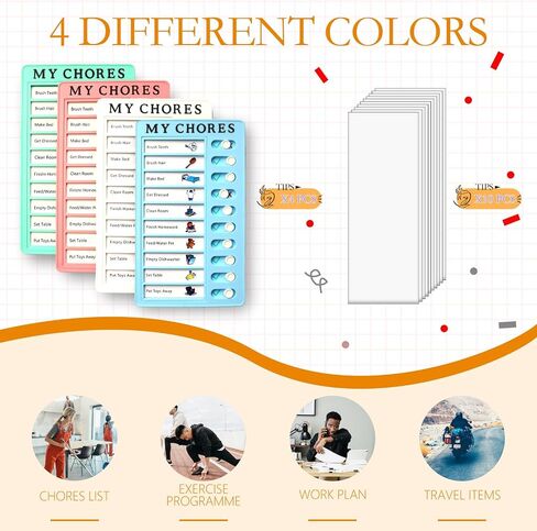 Chore Chart for Kids，2 Pcs Blue Checklist Board Detachable with 10 Blank Cardstocks，Multiple Lists Visual Schedule Boy Habit Planning Reminder in Saudi Arabia