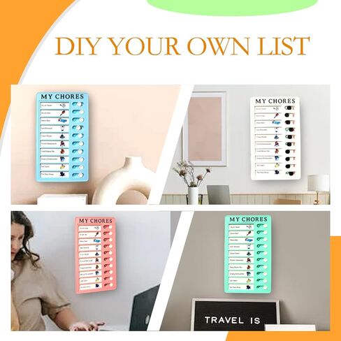 Chore Chart for Kids，2 Pcs Blue Checklist Board Detachable with 10 Blank Cardstocks，Multiple Lists Visual Schedule Boy Habit Planning Reminder in Saudi Arabia