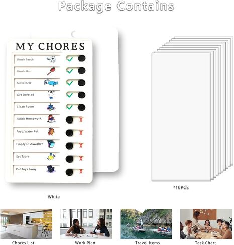 Chore Chart for Kids，2 Pcs Blue Checklist Board Detachable with 10 Blank Cardstocks，Multiple Lists Visual Schedule Boy Habit Planning Reminder in Saudi Arabia
