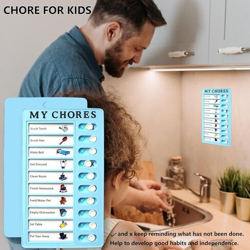 Chore Chart for Kids，2 Pcs Blue Checklist Board Detachable with 10 Blank Cardstocks，Multiple Lists Visual Schedule Boy Habit Planning Reminder in Saudi Arabia
