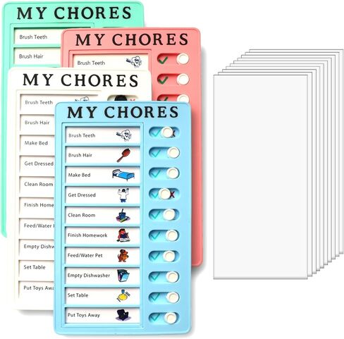 Chore Chart for Kids，2 Pcs Blue Checklist Board Detachable with 10 Blank Cardstocks，Multiple Lists Visual Schedule Boy Habit Planning Reminder in Saudi Arabia