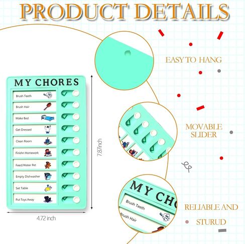 Chore Chart for Kids，2 Pcs Blue Checklist Board Detachable with 10 Blank Cardstocks，Multiple Lists Visual Schedule Boy Habit Planning Reminder in Saudi Arabia