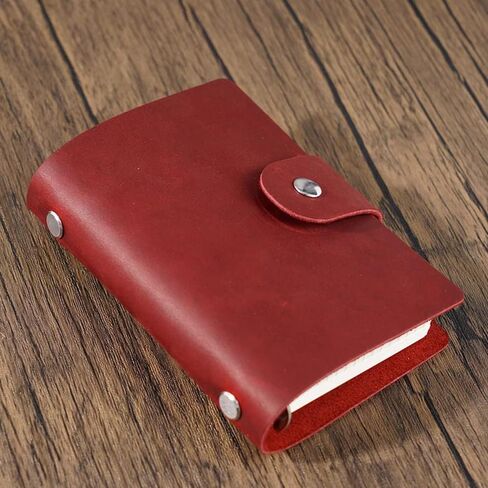 AxeWoodz A8 Genuine Leather Journal, Brown Handmade Leather Cover Pocket Size Binder Planner, Mini Vintage Leather Planner, 96 Sheets Inner Pages, Loose Leaf 5-Ring with Snap Button Closure in Kuwait