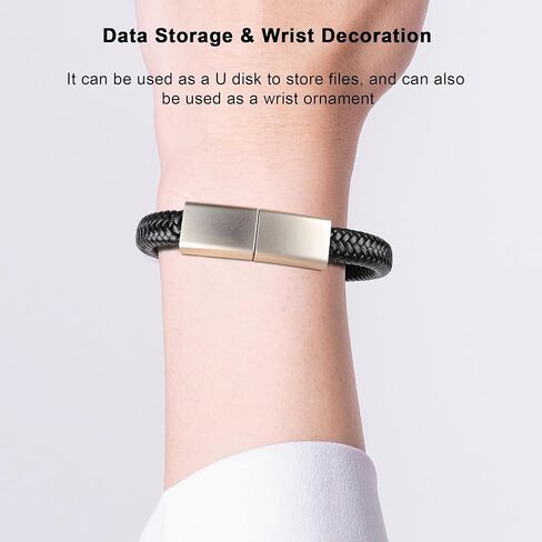 محرك فلاش USB من الجلد على شكل سوار معصم 128 جيجا بايت USB 2.0 محرك إبهام مضفر حبل سوار ذاكرة عصا تخزين بيانات معدنية محمولة قرص U USB للكمبيوتر المحمول SmartTV سيارة صوت مشغل موسيقى in Kuwait