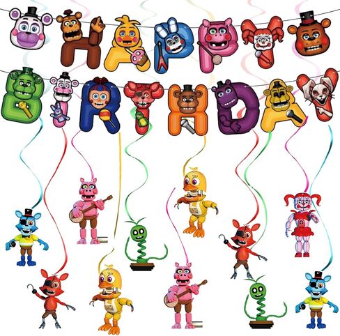 Cartoon Birthday Decorations Supplies 1* Happy Birthday Banners 12 * Cartoon Melon Hanging Swirls Ceiling Ribbons Party Decorations,Kids Boys and girls for birthday party supplies Happy Theme Decor in Kuwait