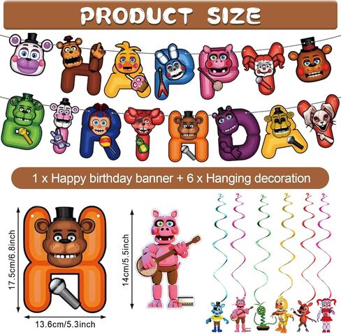 Cartoon Birthday Decorations Supplies 1* Happy Birthday Banners 12 * Cartoon Melon Hanging Swirls Ceiling Ribbons Party Decorations,Kids Boys and girls for birthday party supplies Happy Theme Decor in Kuwait