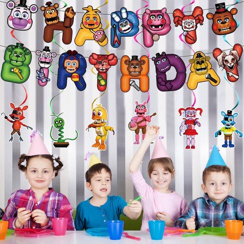 Cartoon Birthday Decorations Supplies 1* Happy Birthday Banners 12 * Cartoon Melon Hanging Swirls Ceiling Ribbons Party Decorations,Kids Boys and girls for birthday party supplies Happy Theme Decor in Kuwait