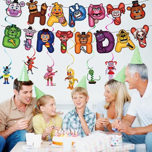 Cartoon Birthday Decorations Supplies 1* Happy Birthday Banners 12 * Cartoon Melon Hanging Swirls Ceiling Ribbons Party Decorations,Kids Boys and girls for birthday party supplies Happy Theme Decor in Kuwait