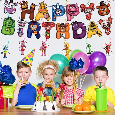 Cartoon Birthday Decorations Supplies 1* Happy Birthday Banners 12 * Cartoon Melon Hanging Swirls Ceiling Ribbons Party Decorations,Kids Boys and girls for birthday party supplies Happy Theme Decor in Kuwait