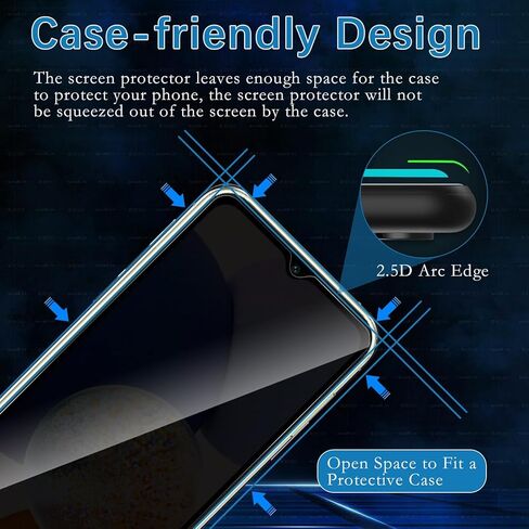 [عبوة من قطعتين] واقي شاشة للخصوصية لهاتف Samsung Galaxy A14، زجاج الخصوصية، حماية من الزجاج المقوى المضاد للتجسس، مضاد للخدش، صديق للحافظة، خالٍ من الفقاعات، حساسية عالية in Saudi Arabia