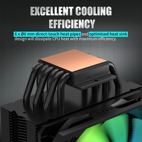 مبرد هواء وحدة المعالجة المركزية UpHere S6C LGA 1700 جاهز 6 أنابيب حرارية 120 مم PWM مبرد معالج مع 5 فولت ARGB SYNC Auto RGB لـ Intel LGA 1700/1200/115X AMD (لا يدعم AM4) in Kuwait