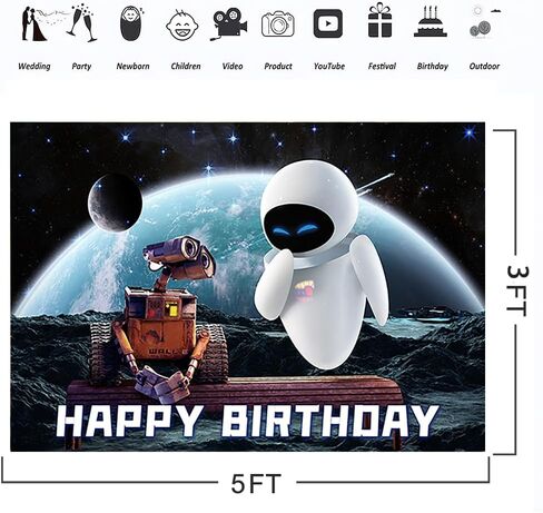 Wall e Birthday Party Backdrop Photo Background Banner Birthday Party Decorations Banner Wall e Theme Photography Backdrop in Saudi Arabia