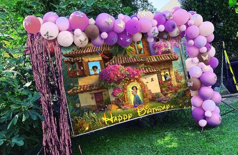 Happy Birthday Backdrop Magical Floral House Birthday Background for Kids Party Decorations Vinyl Movie Poster for Nursery (7X5FT) in Saudi Arabia