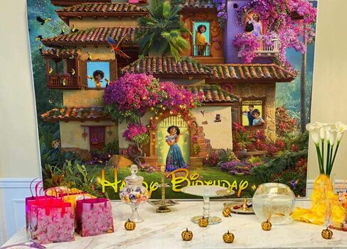 Happy Birthday Backdrop Magical Floral House Birthday Background for Kids Party Decorations Vinyl Movie Poster for Nursery (7X5FT) in Saudi Arabia