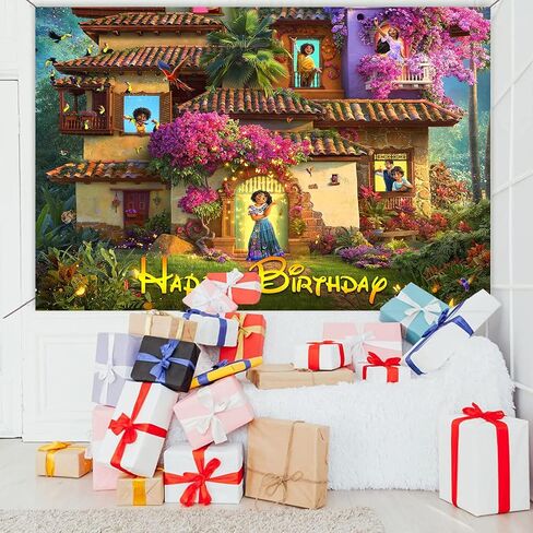 Happy Birthday Backdrop Magical Floral House Birthday Background for Kids Party Decorations Vinyl Movie Poster for Nursery (7X5FT) in Saudi Arabia