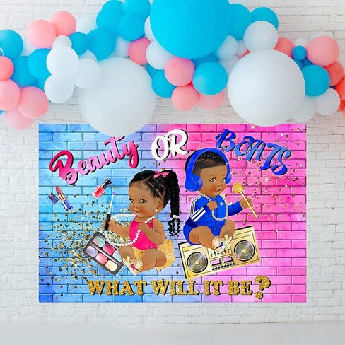 خلفية تكشف عن الجنس - ديكورات حمام الطفل للأولاد أو البنات، هيب هوب 90s، جرافيتي فريش برينس برينسيس in Kuwait