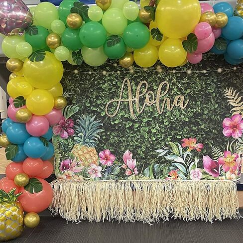 Avezano Aloha Backdrop Luau Birthday Party Backdrop Tropical Hawaiian Baby Shower Party Banner Decoration Glitter Lights Green Grass Pineapple Background for Photography Photo Booth Banner (6x4ft) in Saudi Arabia