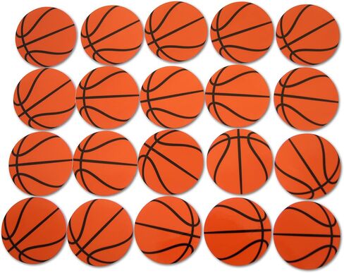 Basketball Sports Ball Vinyl Stickers - 2" Round Individual Decals for Laptop, Water Bottle, Phone, Party Favors, & Decor - Adheres to Clean Surfaces Waterproof & Repositionable (50) in Kuwait
