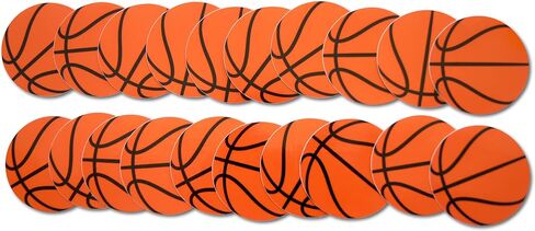 Basketball Sports Ball Vinyl Stickers - 2" Round Individual Decals for Laptop, Water Bottle, Phone, Party Favors, & Decor - Adheres to Clean Surfaces Waterproof & Repositionable (50) in Kuwait