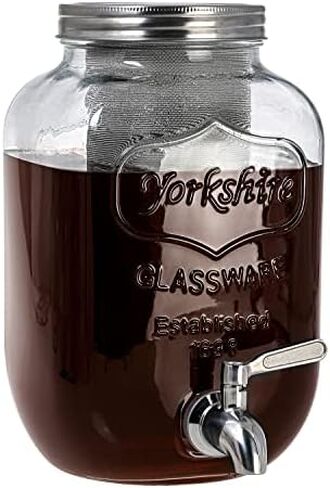 Cold Brew Pitcher, Cold Brew Maker, 1 Gallon Iced Coffee Maker, Cold Brew Mason Jar, Ice Tea Thick Glass Carafe with 3rd Generation Stainless Steel Mesh Filter in Kuwait