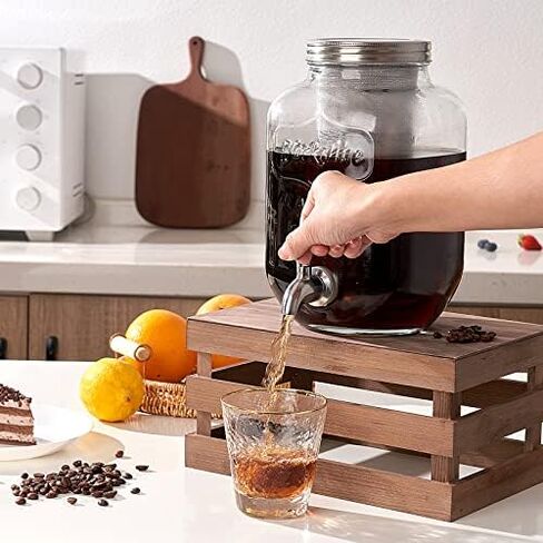 Cold Brew Pitcher, Cold Brew Maker, 1 Gallon Iced Coffee Maker, Cold Brew Mason Jar, Ice Tea Thick Glass Carafe with 3rd Generation Stainless Steel Mesh Filter in Kuwait