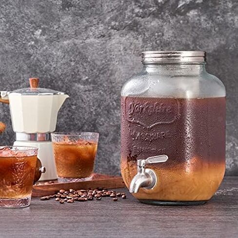 Cold Brew Pitcher, Cold Brew Maker, 1 Gallon Iced Coffee Maker, Cold Brew Mason Jar, Ice Tea Thick Glass Carafe with 3rd Generation Stainless Steel Mesh Filter in Kuwait