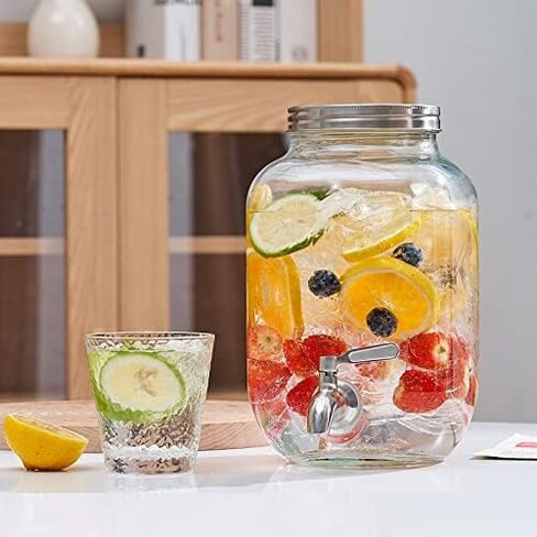 Cold Brew Pitcher, Cold Brew Maker, 1 Gallon Iced Coffee Maker, Cold Brew Mason Jar, Ice Tea Thick Glass Carafe with 3rd Generation Stainless Steel Mesh Filter in Kuwait