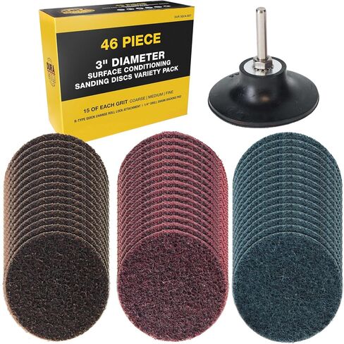 Dura-Gold 3" Diameter Surface Conditioning Discs Maroon Medium Sanding Grit (Box of 25) - R-Type Quick Change Connection Rust and Paint Removal Removes Oxidation and Scale in Saudi Arabia