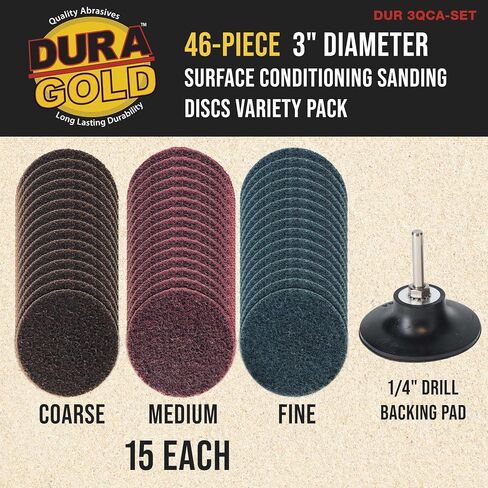 Dura-Gold 3" Diameter Surface Conditioning Discs Maroon Medium Sanding Grit (Box of 25) - R-Type Quick Change Connection Rust and Paint Removal Removes Oxidation and Scale in Saudi Arabia