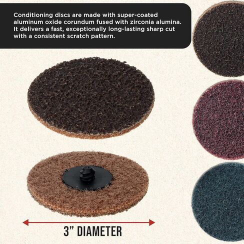 Dura-Gold 3" Diameter Surface Conditioning Discs Maroon Medium Sanding Grit (Box of 25) - R-Type Quick Change Connection Rust and Paint Removal Removes Oxidation and Scale in Saudi Arabia