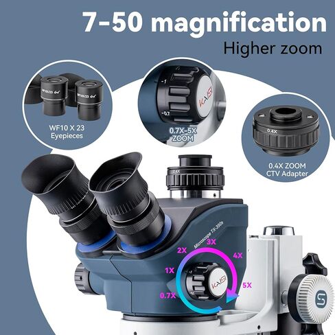 مجهر ستيريو ثلاثي العينيات من Kaisi TX-350S، مجهر احترافي للحام، تكبير 7X-50X وعدسة واسعة النطاق WF10x23، مجهر تكبير ستيريو ثلاثي العينيات لإصلاح الإلكترونيات in Kuwait