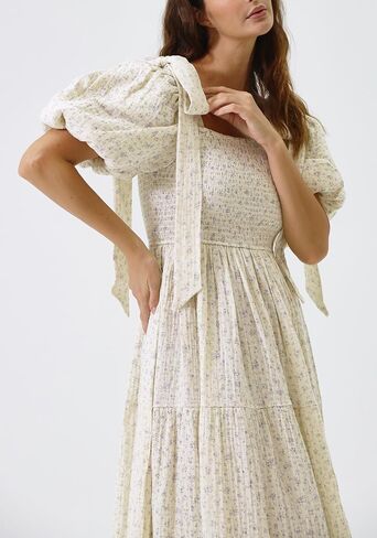 لا شيء يناسب ولكن فستان الحمل للسيدات مصنوع من القطن بنسبة 100% من Rue، فستان حمل طويل كاجوال مزين بالزهور لحفلات استقبال المولود الجديد in Kuwait